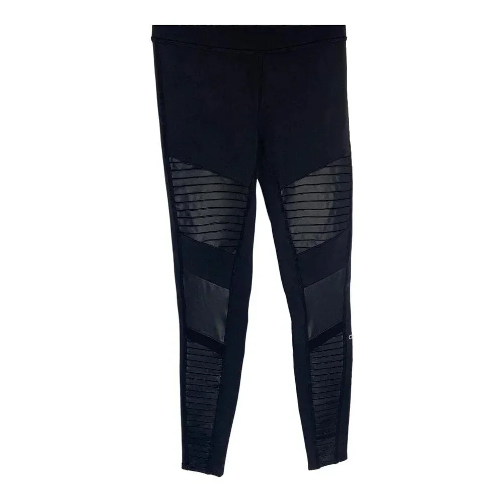 Alo High Waisted Black Moto Leggings-sz Small